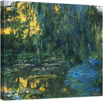 Езерце с водни лилии и плачеща върба