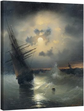 Плаване с кораб по морето на лунна светлина