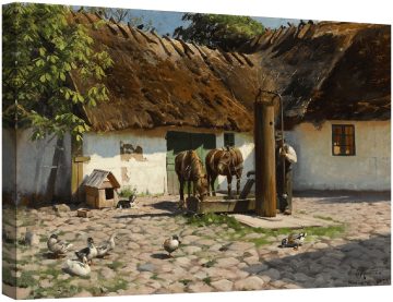 Конете, напоени при помпата в двора, 1923