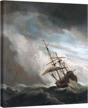 Кораб в открито море, хванат от шквал, 1680