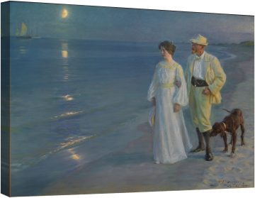 Лятна вечер на плажа в Скаген. Художникът и съпругата му