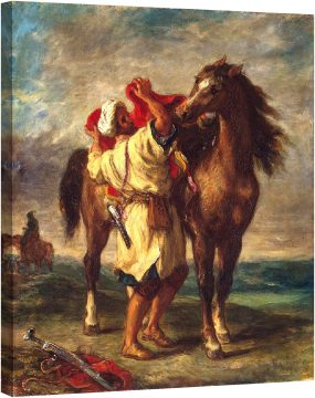 Мароканец, оседлава коня си, 1855