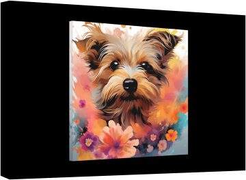 Йорки сред цветята