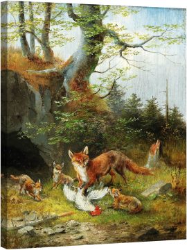 Младо семейство лисици с плячка