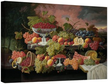 Натюрморт с плодове и залез