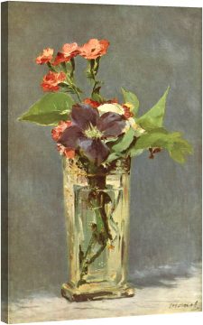 Натютморт с рози и клематини в кристална ваза 1882