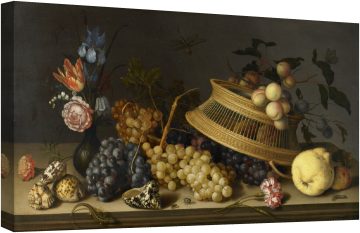 Натюрморт с плодове, цветя и рапани