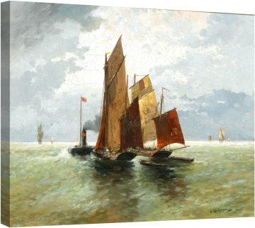 Параход и рибар в открито море