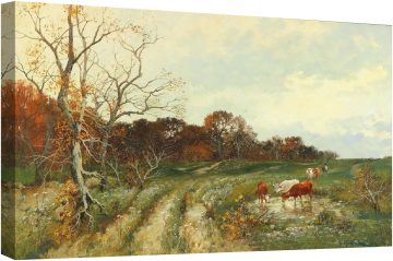 Пейзаж с крави край пътя