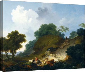 Пейзаж с овчари и стадо овце