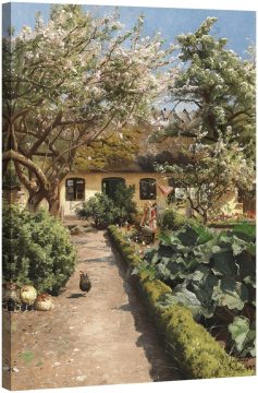 Пролет в градината -  момиче полива цветя 1920