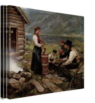 Семейство в норвежки пейзаж