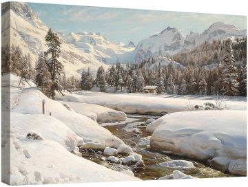 Швейцарски зимен пейзаж близо до Енгадин 1920