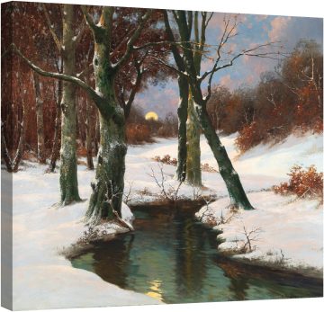 Зимен пейзаж с изгряваща луна