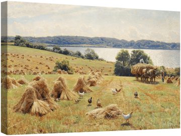 Зърното се прибира от полето в слънчев ден през 1932