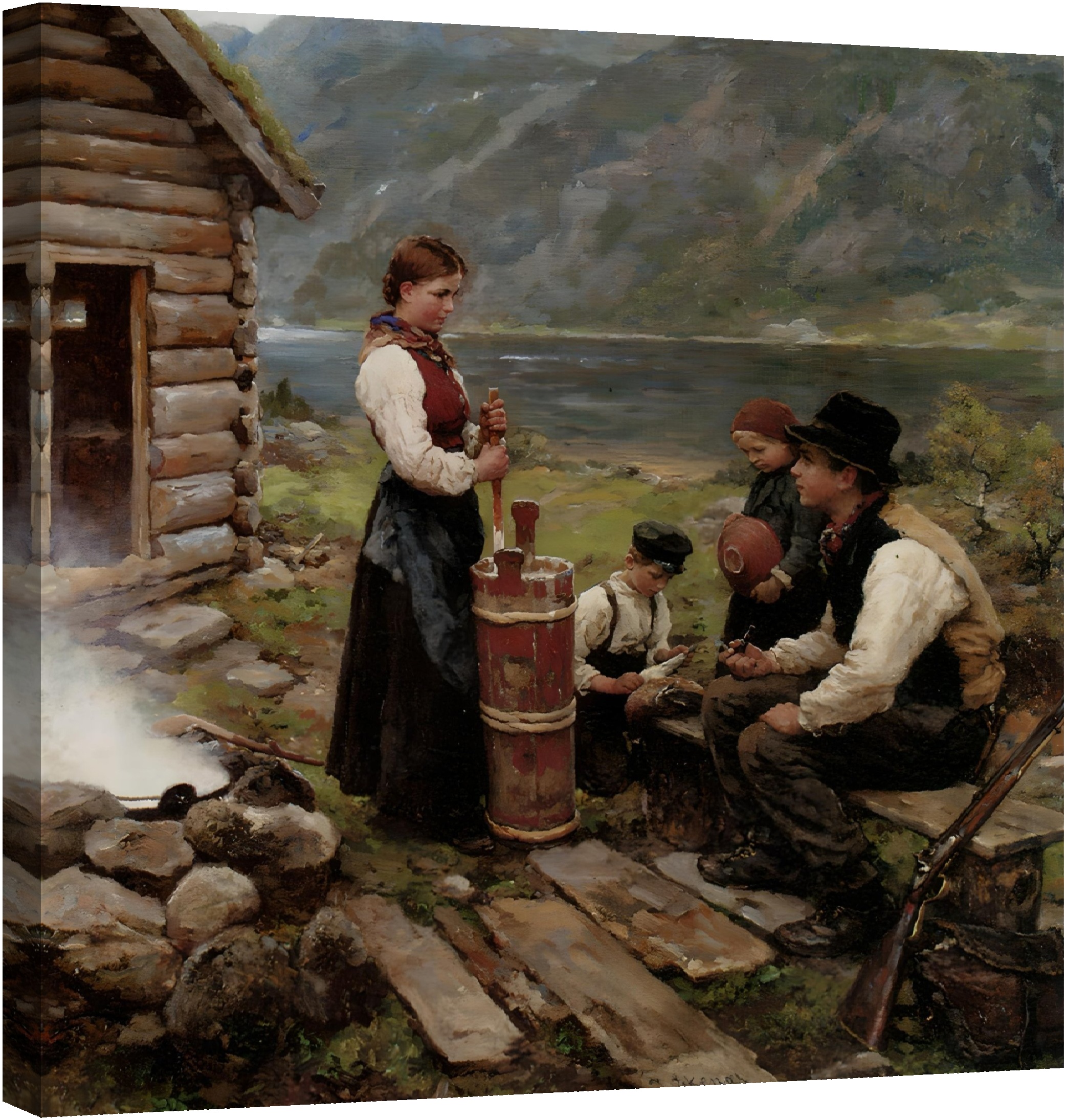 Familie în Peisaj norvegian