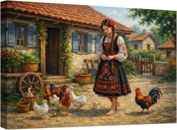 În curte