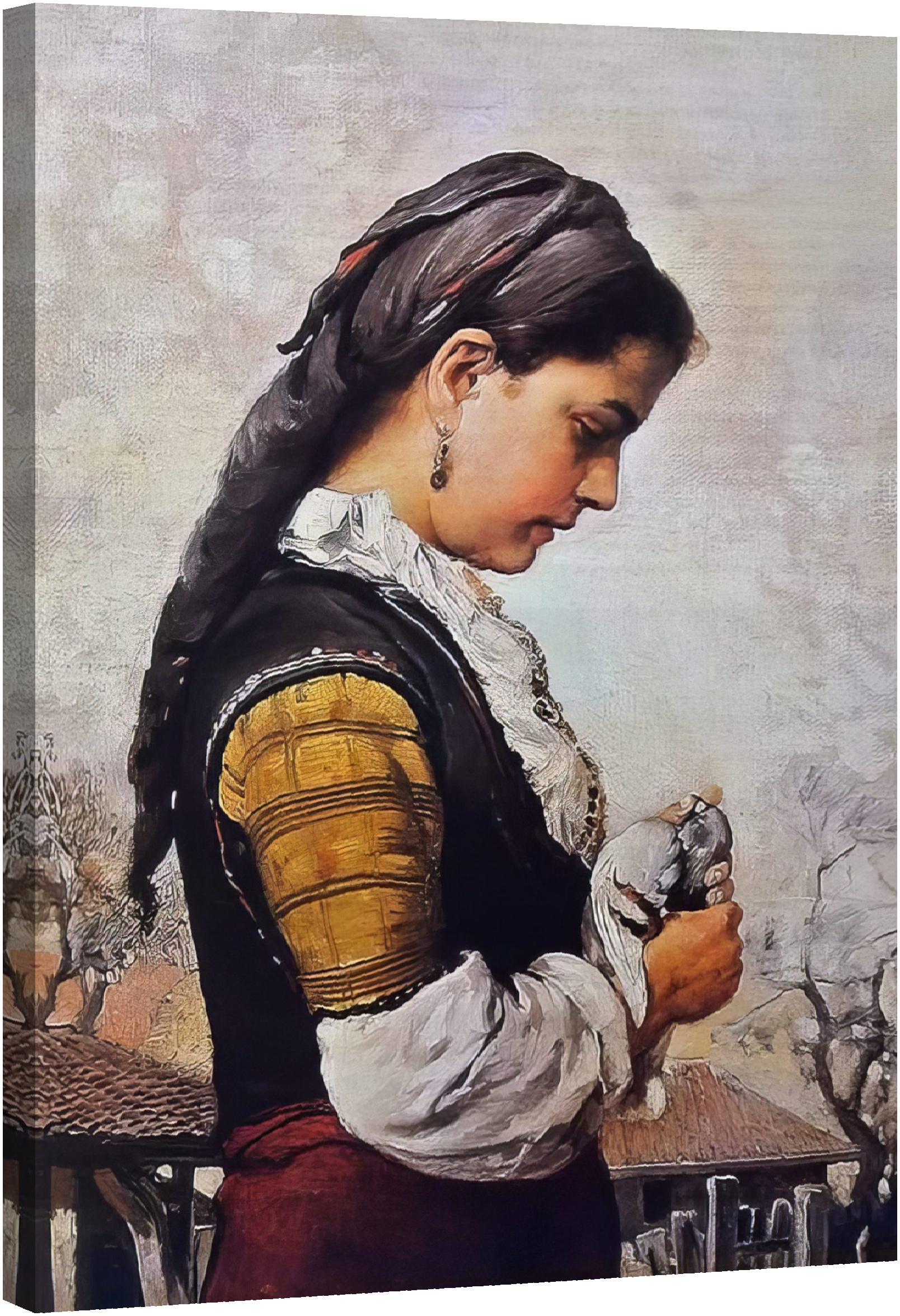 Sat fata cu porumbel 1902