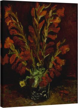 Vaza cu gladioli rosii