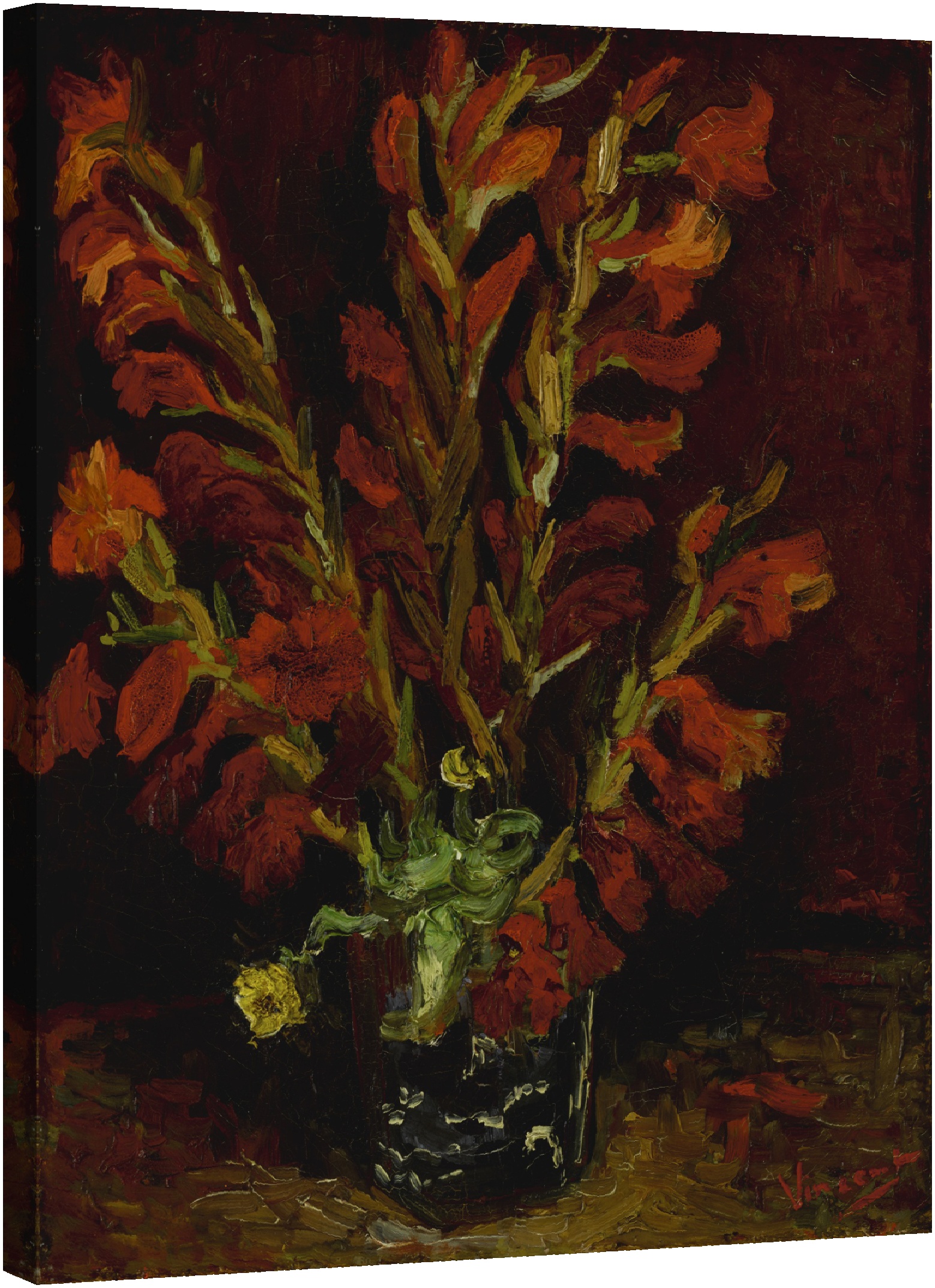 Vaza cu gladioli rosii