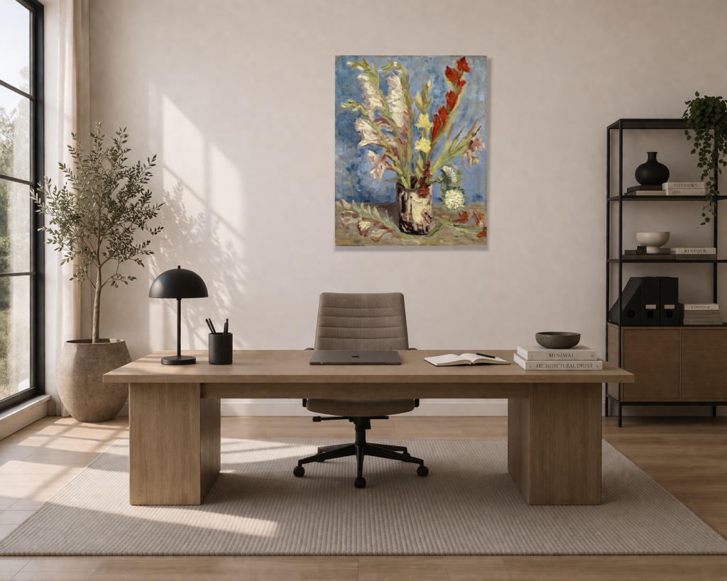Vaza cu gladioli gradina si astri chinezesc - imagine 4