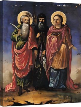 Icoana Sfintii Ilie, Sava si Pantelimon din biserica de la Baicoi