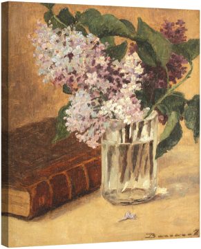 Natura statica cu carte veche si liliac