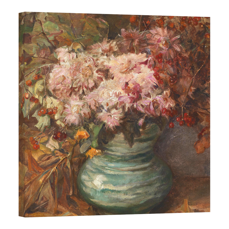 Букет с хризантеми и невенчета във ваза 1926