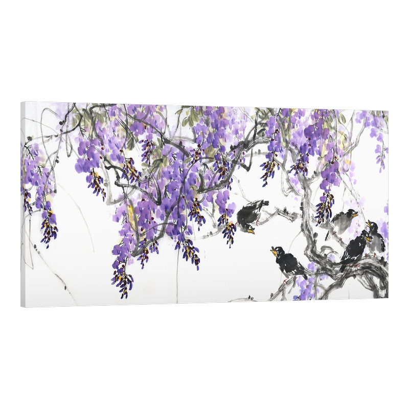 Цъфнали дървета с птици 2