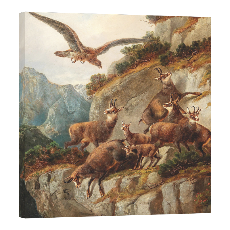 Диви кози и орел на стръмна скала, 1871