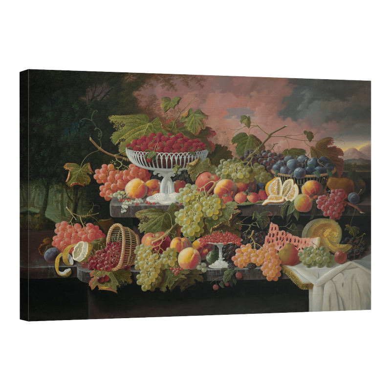 Натюрморт с плодове и залез