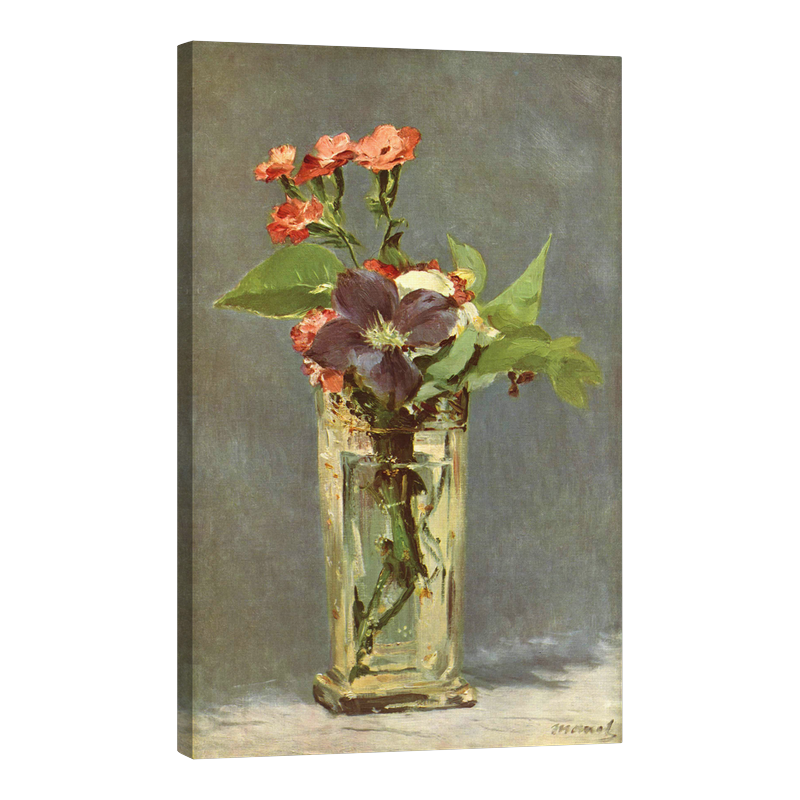 Натютморт с рози и клематини в кристална ваза 1882