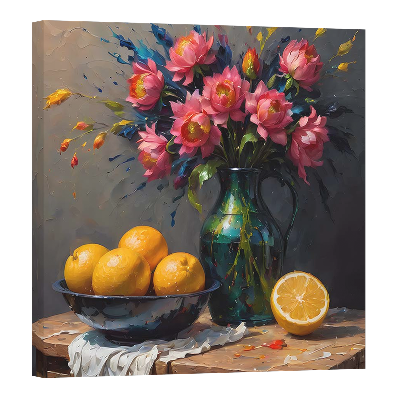 Натюрморт с цветя и лимони