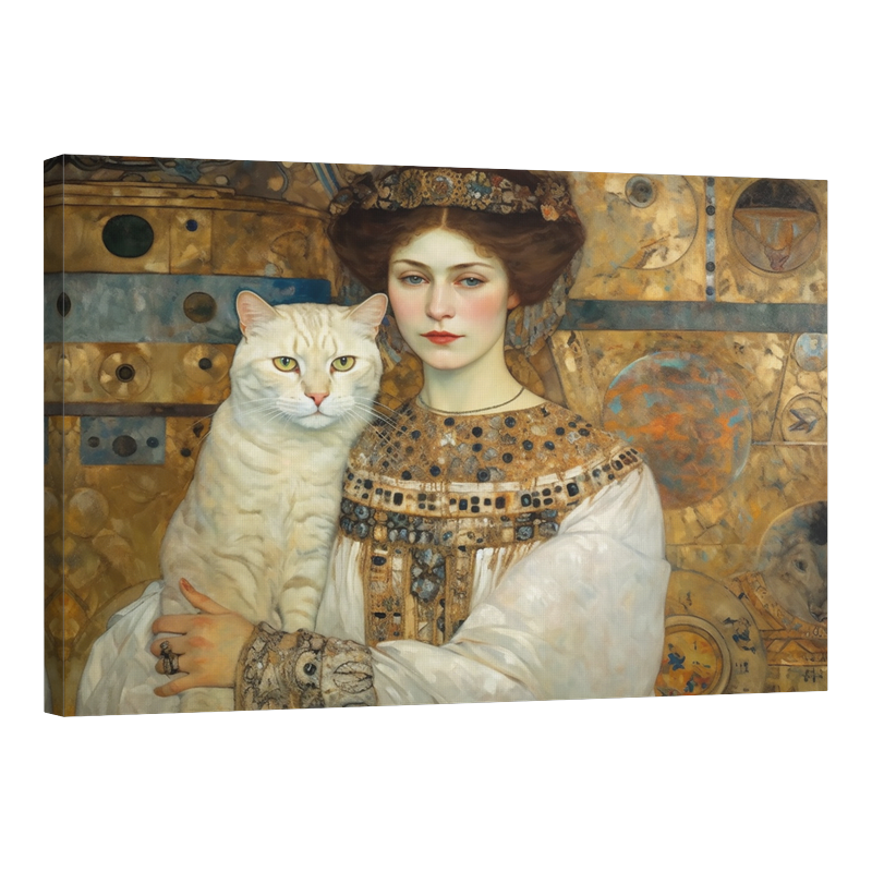 Портрет на жена с котка