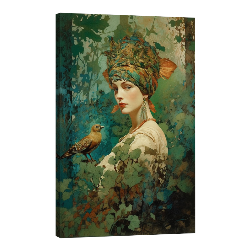 Жена с птица