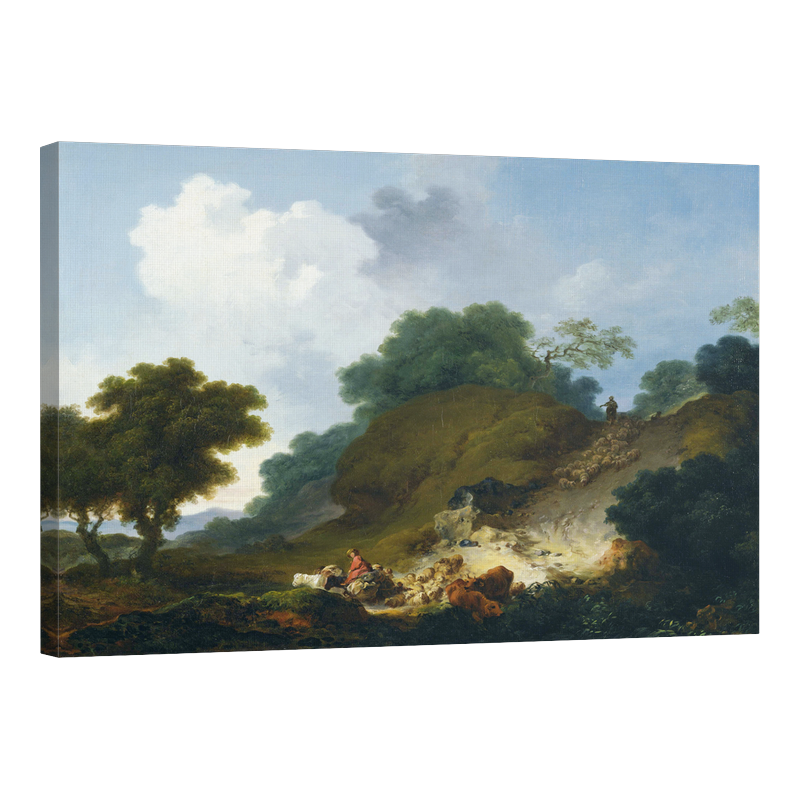 Пейзаж с овчари и стадо овце