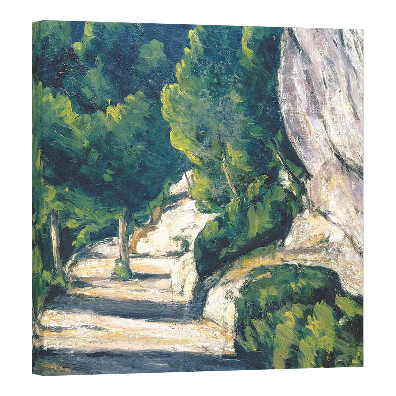 Пейзаж. Път с дървета в камениста планина