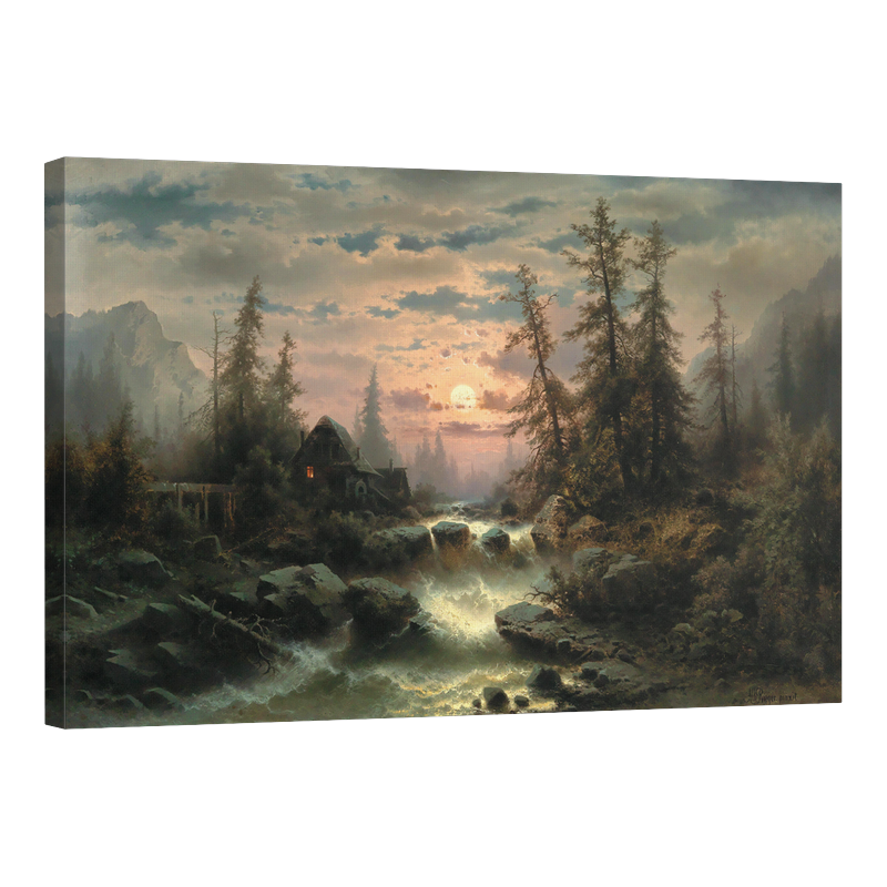 Планински поток на лунна светлина