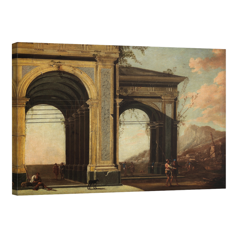 Порт до морето, с лодки и фигури