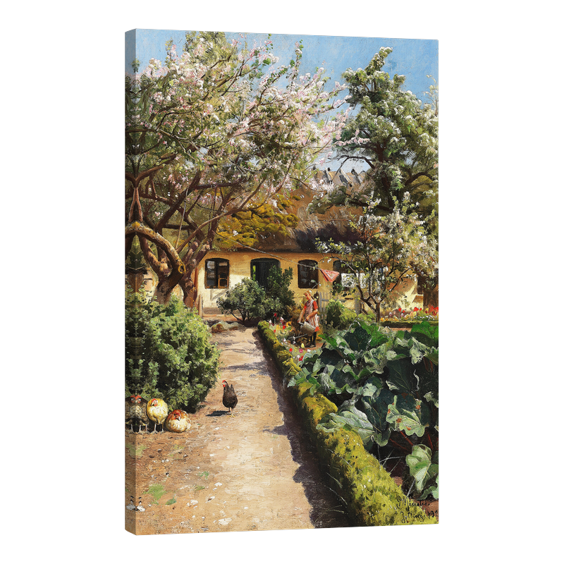 Пролет в градината - момиче полива цветя 1920