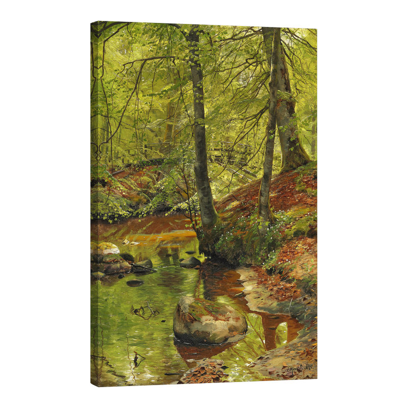 Пролетен ден с новоизникнали анемони и мост над реката 1895