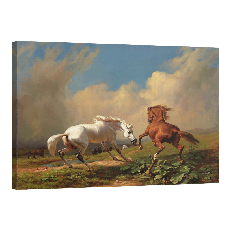 Срамежливи коне в приближаващата гръмотевична буря