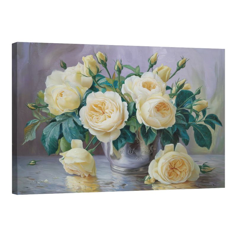 Рози в сребърен съд