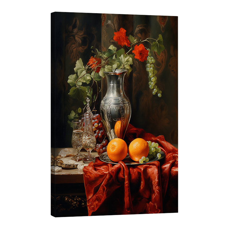 Натюрморт с плодове и цветя